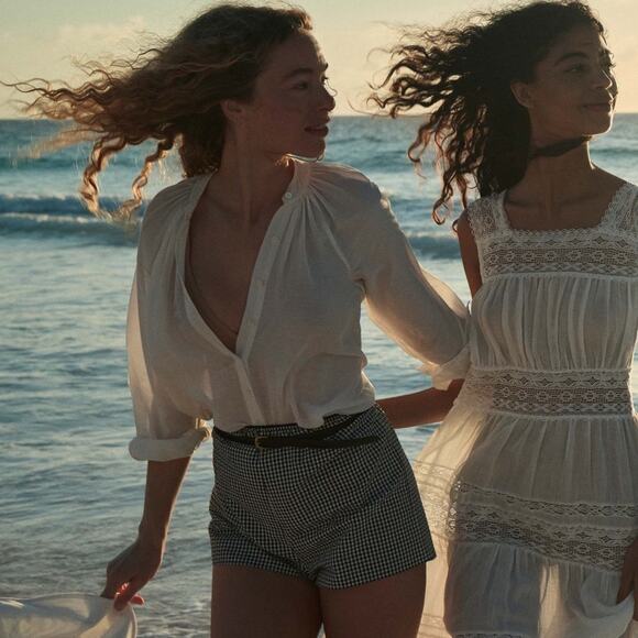 Doen Larena Cotton Seersucker Shorts Noir La Maddalena Gingham Black White - Picture 7 of 13